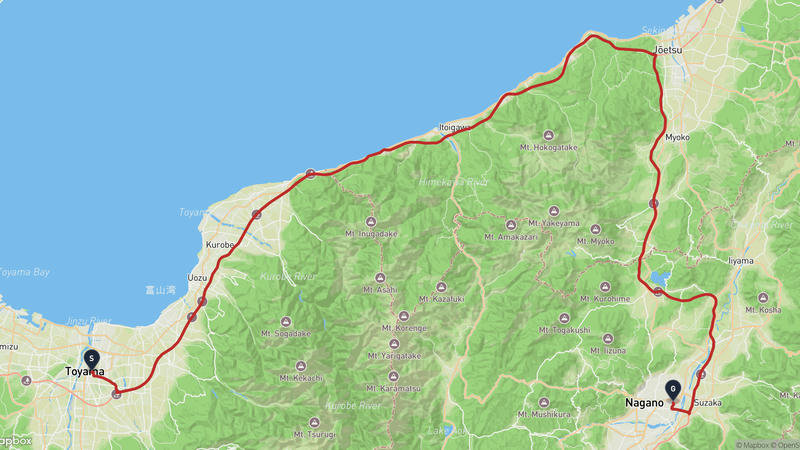 도야마성~Nagano 드라이브 루트