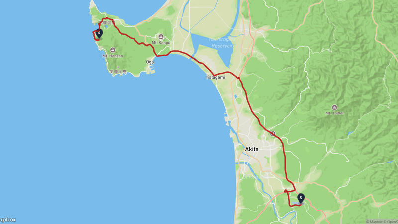 秋田市至男鹿國定公園 驾车路线