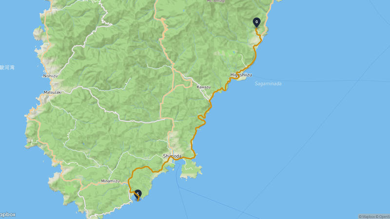 南伊豆町至東伊豆町 驾车路线