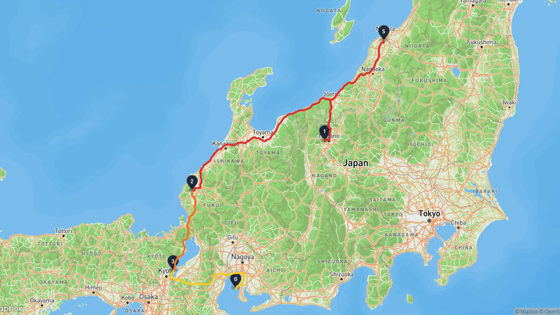 新潟市南区至中部國際機場 駕車路線