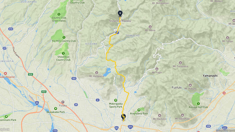 甲府城至昇仙峽 登山路線