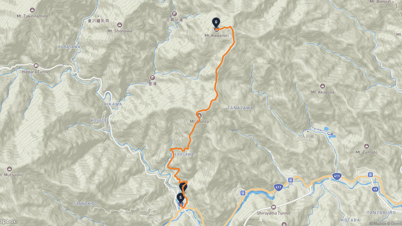 奥多摩町至川苔山 徒步路线