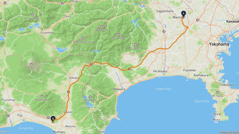 町田市至沼津市 駕車路線