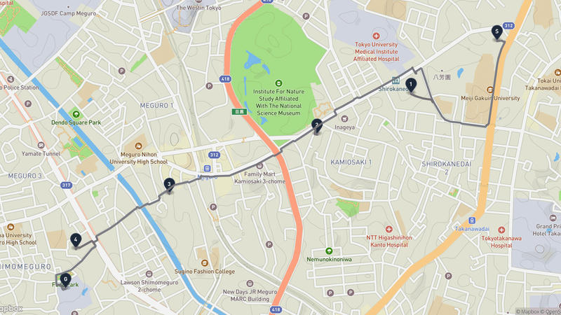 Maruyama Shrine to Meguro Parasitological Museum Hiking Route