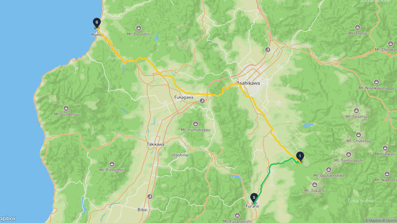 富良野市至留萌市 徒步路线