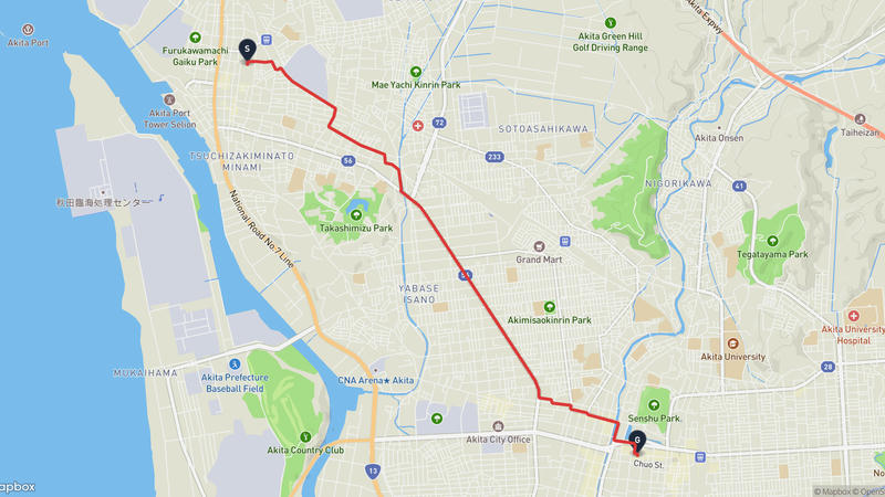 秋田市至秋田縣立美術館·平野政吉收藏庫 登山路線