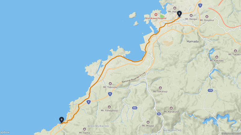 濱田城至浜田市 登山路線