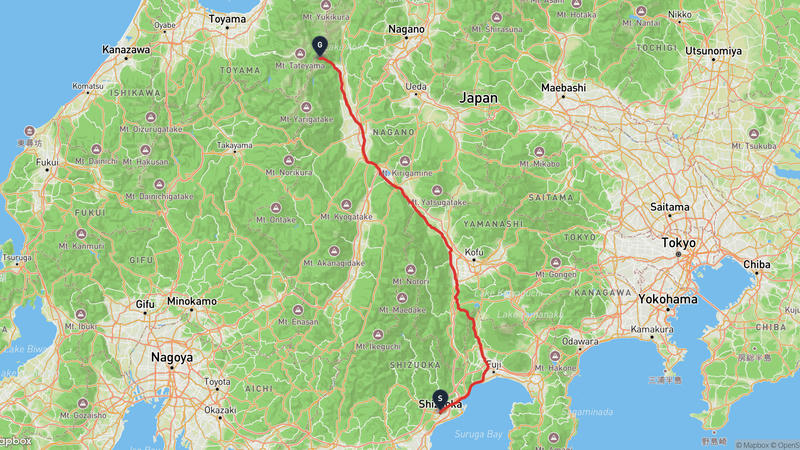 駿府城至莲华岳 徒步路线