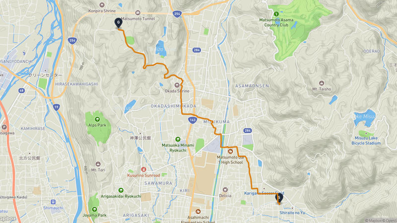 松本城〜梓川 ハイキングルート