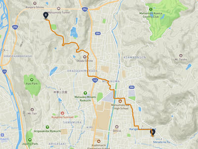 松本城 → 梓川