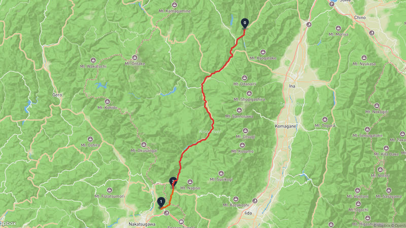 馬籠宿至奈良井宿a 骑行路线