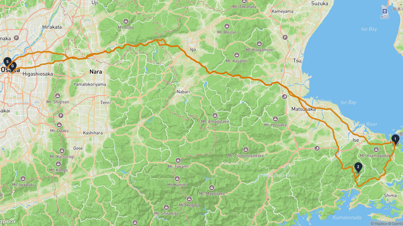 Watanabe Bridge to Osaka Museum of History Hiking Route