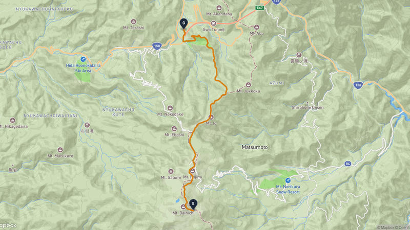 乘鞍岳至高山市 徒步路线