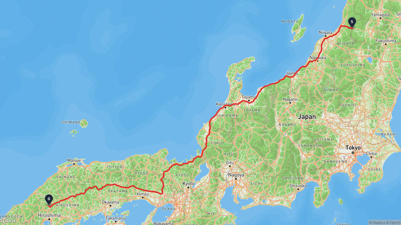 関川村至北広島町 駕車路線