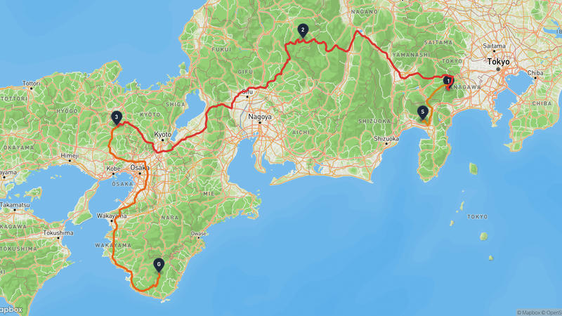 沼津市〜古座川町 ドライブルート