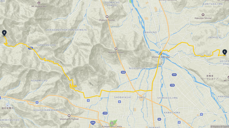 勝山市至福井市 駕車路線