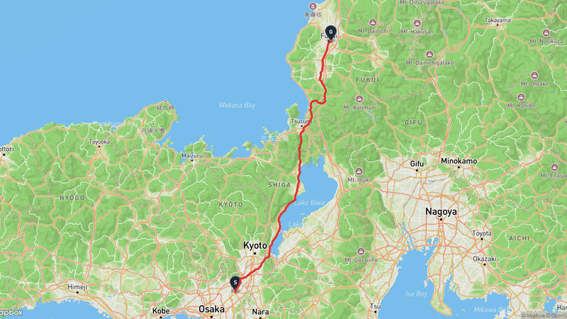 Kudaraō Shrine to Fukui Castle Hiking Route