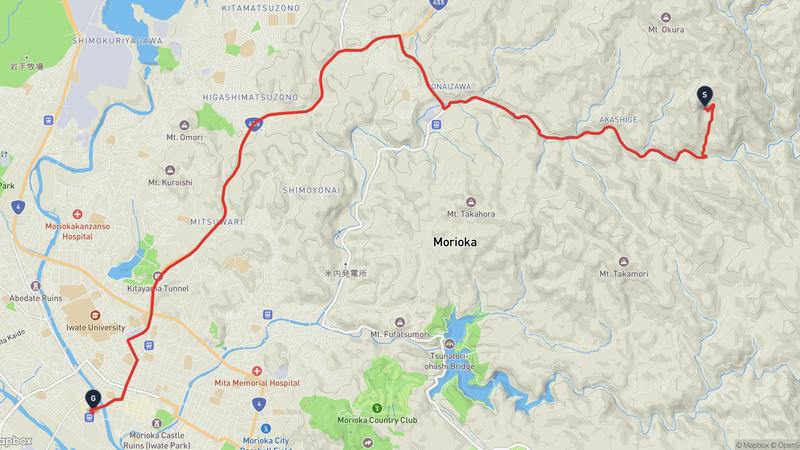เส้นทางขับรถ Morioka-Morioka Castle