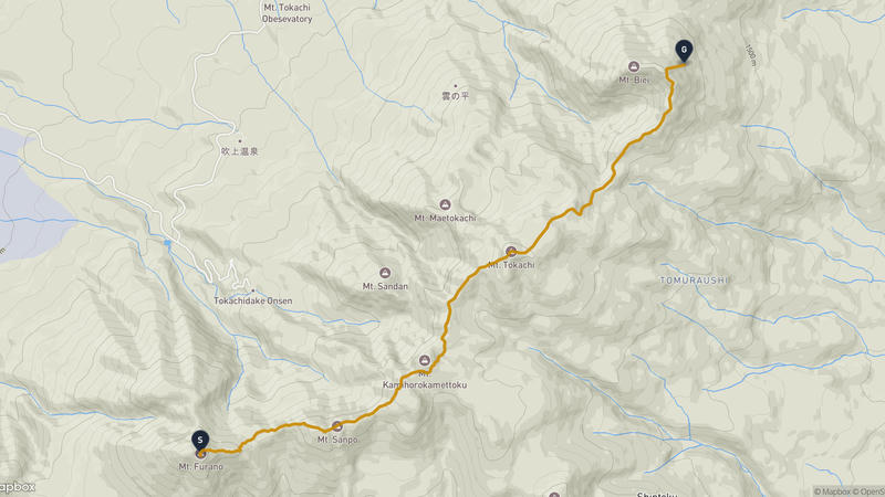 富良野岳至美瑛岳 登山路線