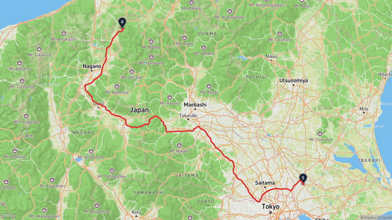 เส้นทางขับรถ Kashiwa-Nozawaonsen