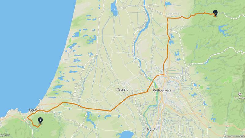 鰺ヶ沢町至五所川原市 驾车路线