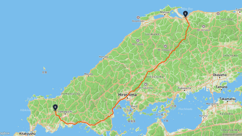 Yonago to Akiyoshidō Hiking Route
