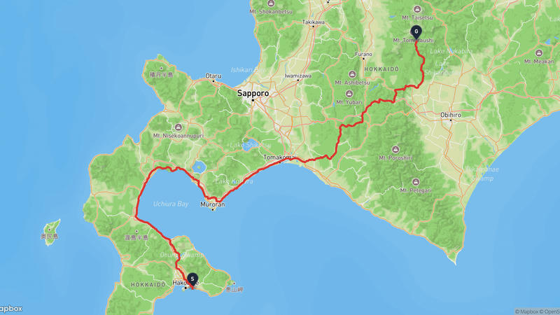 Yunokawa Onsen to Shintoku Cycling Route