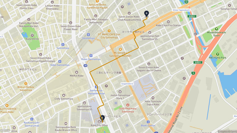 Kobe City Hall to Ichinomiya Shrine Hiking Route