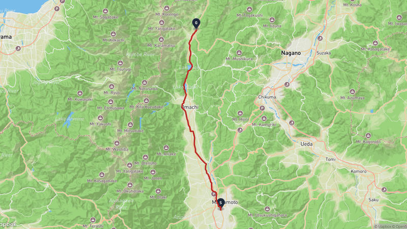 鬆本市鐘錶博物館至白馬村 騎行路線