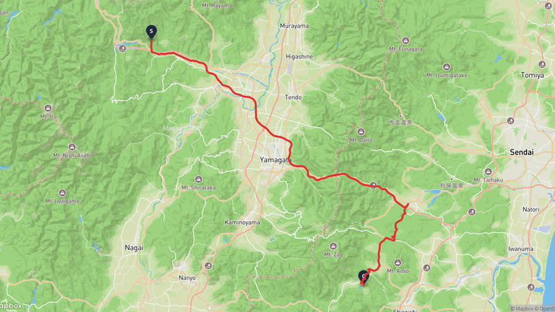 西川町至宮城藏王狐狸村 驾车路线