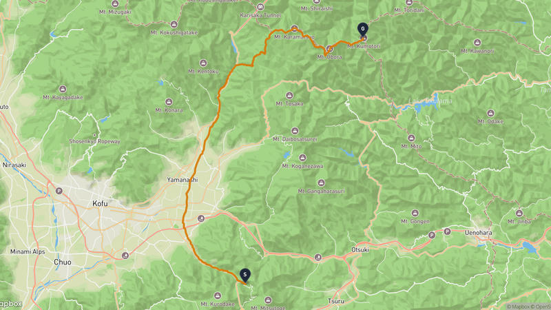 Fuefuki to Mount Kumotori Hiking Route