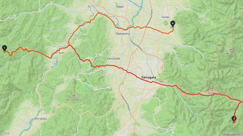 川崎町至天童市 登山路線