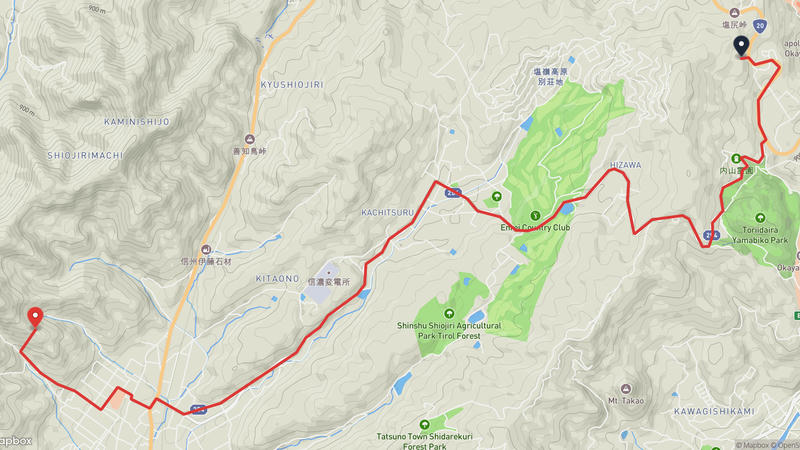 岡谷市至塩尻市 徒步路线