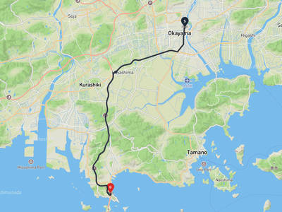 岡山城 → 倉敷市