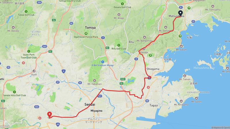 瑞巖寺至宮城縣廳舍 徒步路线