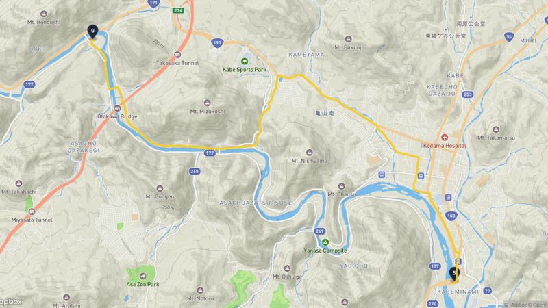 広島市安佐北区 騎行路線