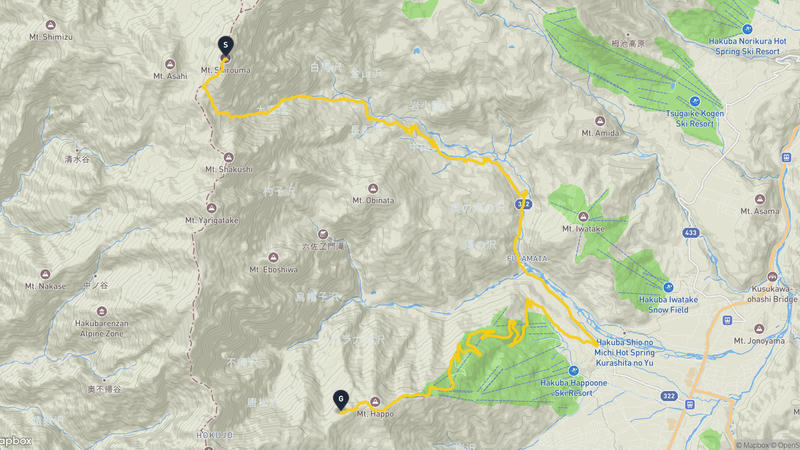 白馬岳至唐松岳 登山路線