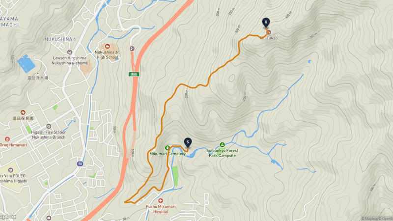 Fuchu Town to Higashi Ward, Hiroshima Hiking Route