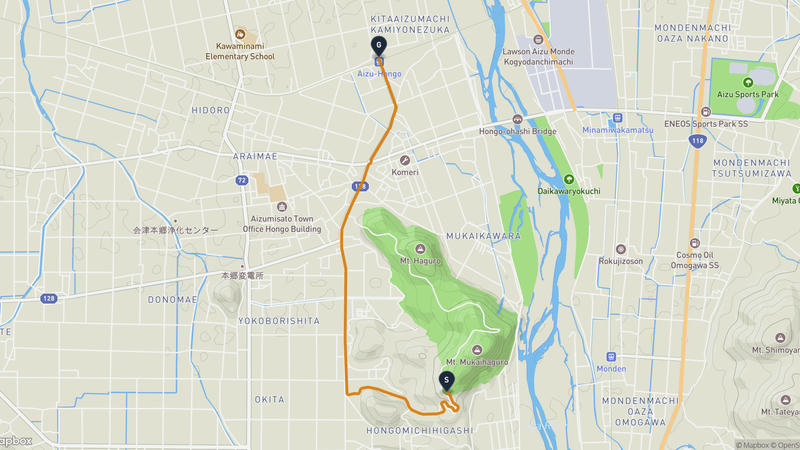 会津美里町至会津若松市 登山路線