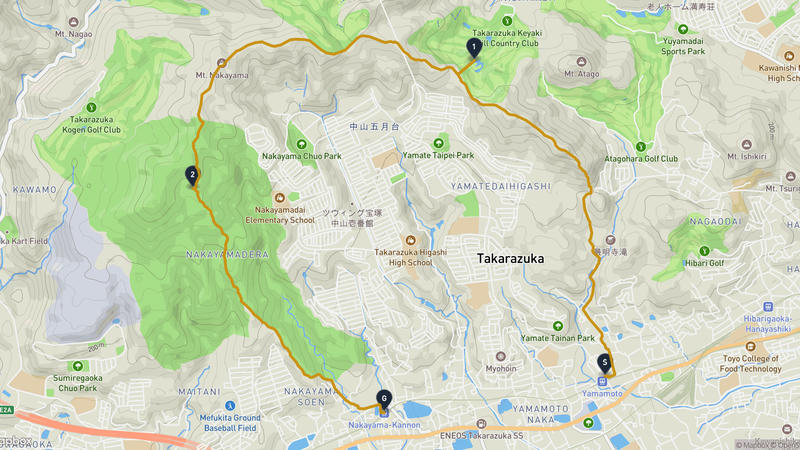 Manganji Temple (Kawanishi) to Mefu Shrine Hiking Route