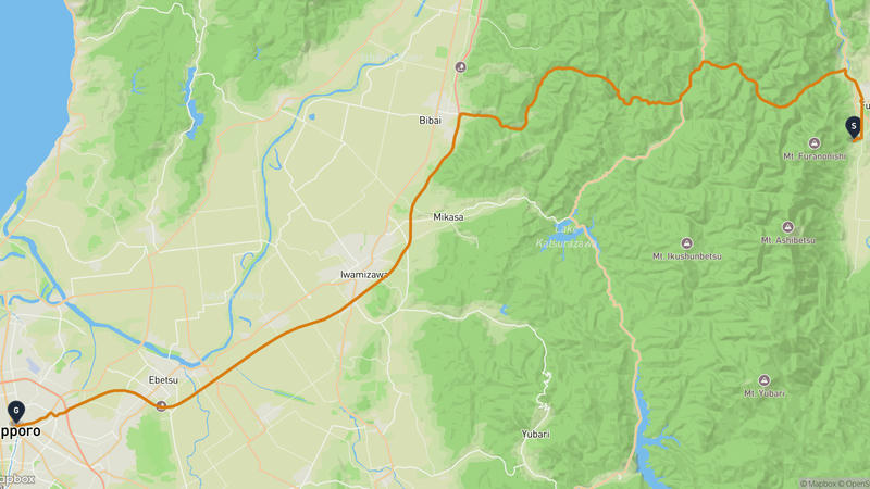 富良野市至札幌電視塔 驾车路线