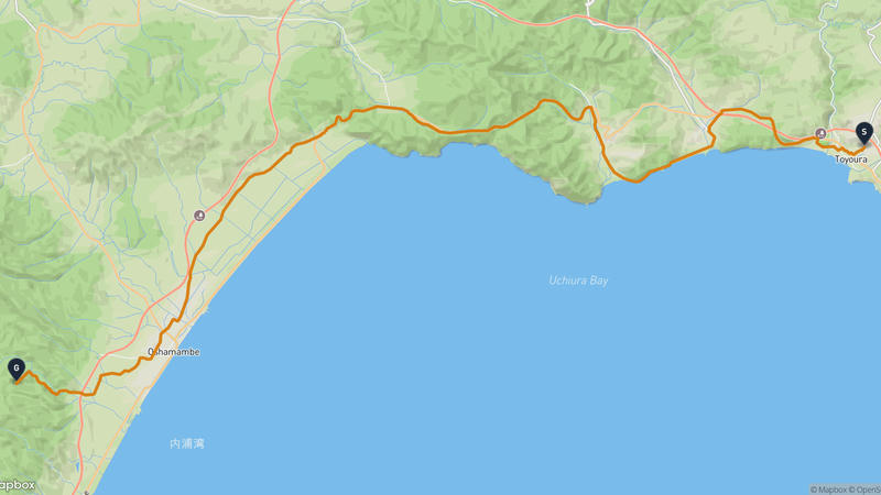 豊浦町至長万部町 骑行路线
