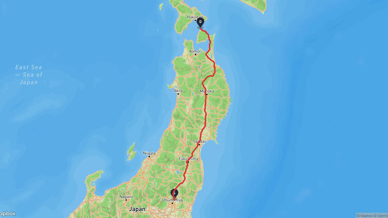 さくら市至大間崎 驾车路线