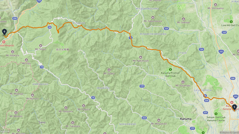 鹿沼市至足尾銅山 登山路線