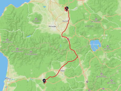 北秋田市 → 浪岡城