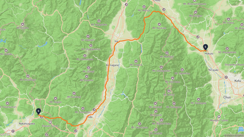 北杜市至馬籠宿 登山路線