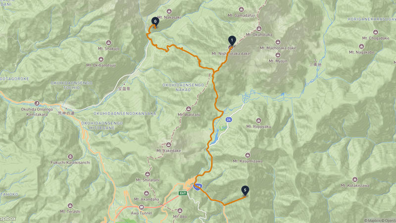 霞泽岳至高山市 徒步路线