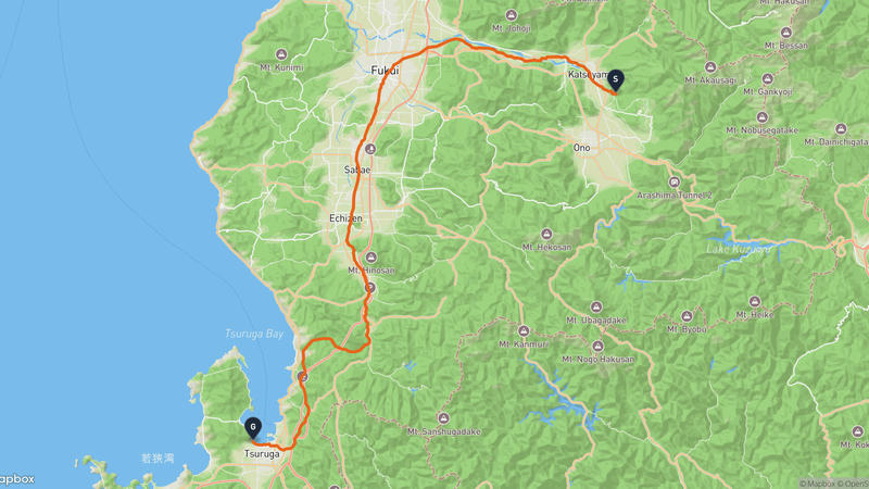 勝山市至敦賀港 登山路線