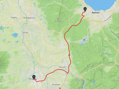 三內丸山遺跡 → 弘前城