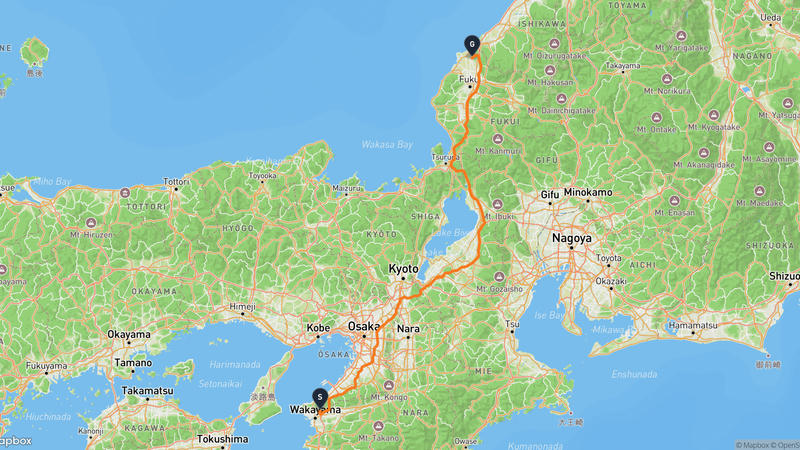 和歌山市〜あわら市 ドライブルート